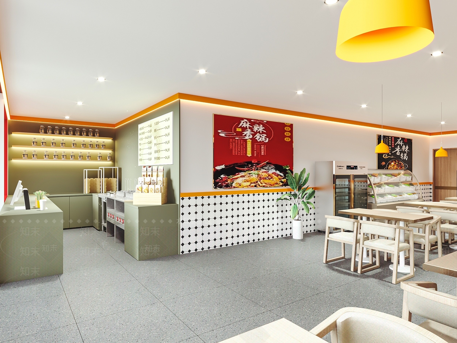 现代快餐店SU模型下载【ID:1133421233】