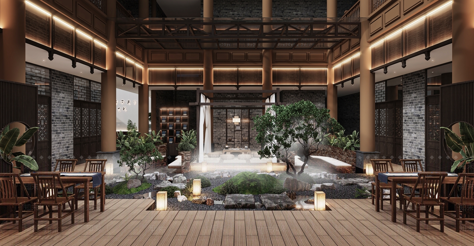 中式茶馆3D模型下载【ID:1133424161】