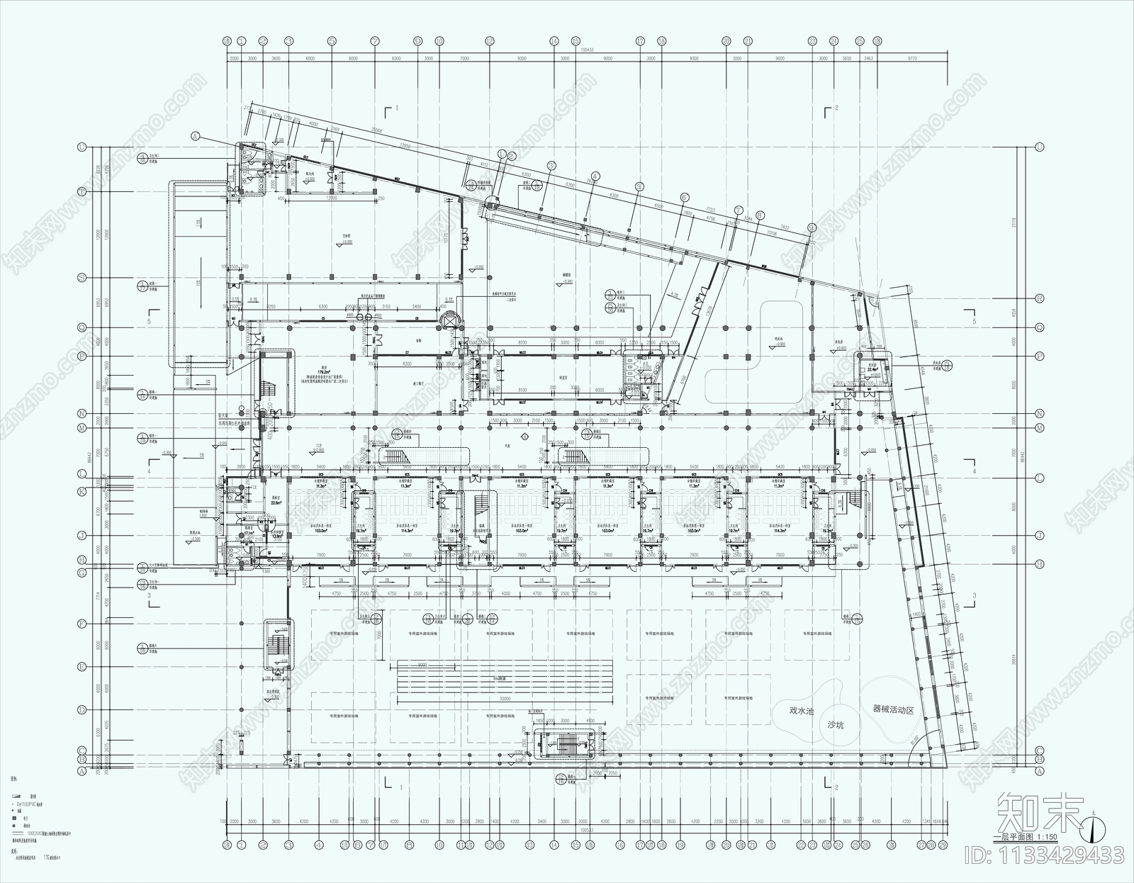 幼儿园建筑cad施工图下载【ID:1133429433】