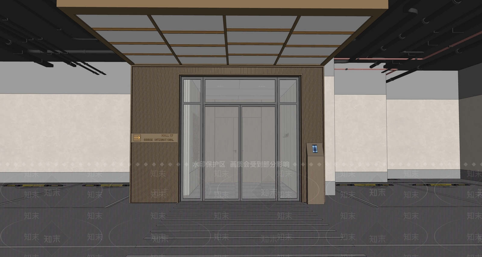 现代电梯厅SU模型下载【ID:1133433967】