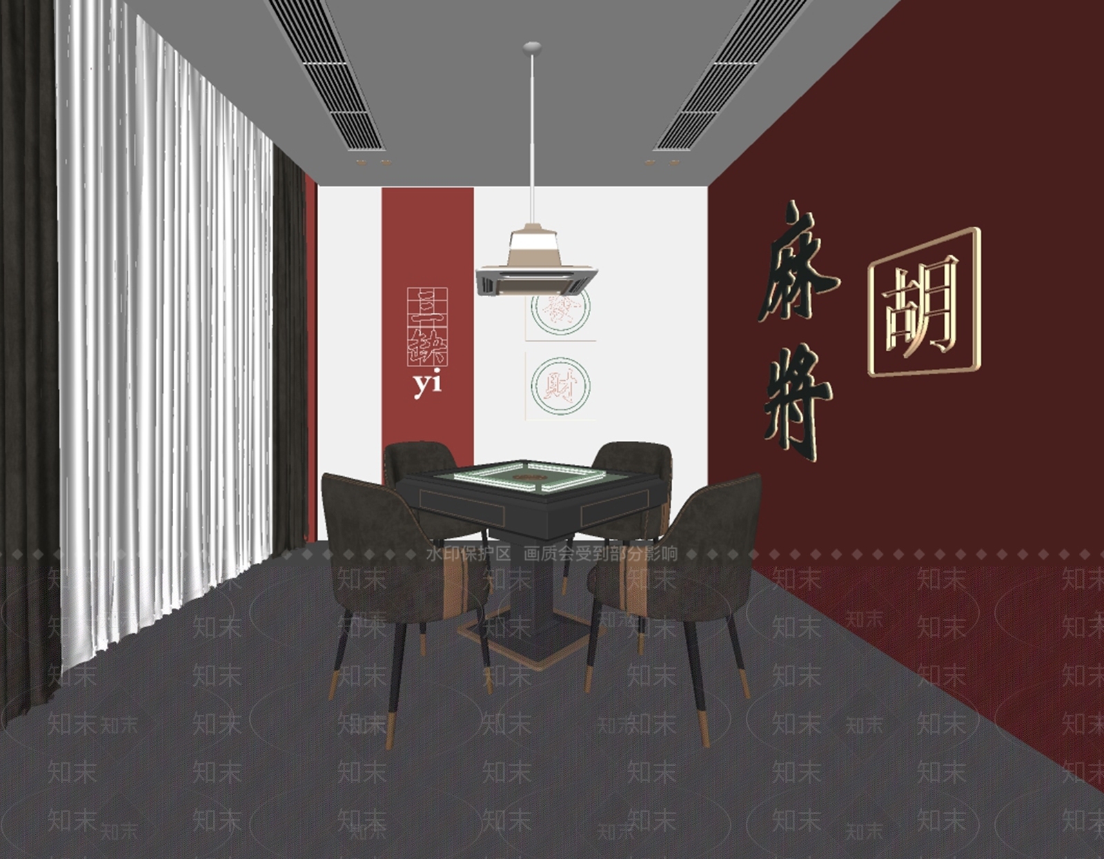 现代棋牌室SU模型下载【ID:1133435922】