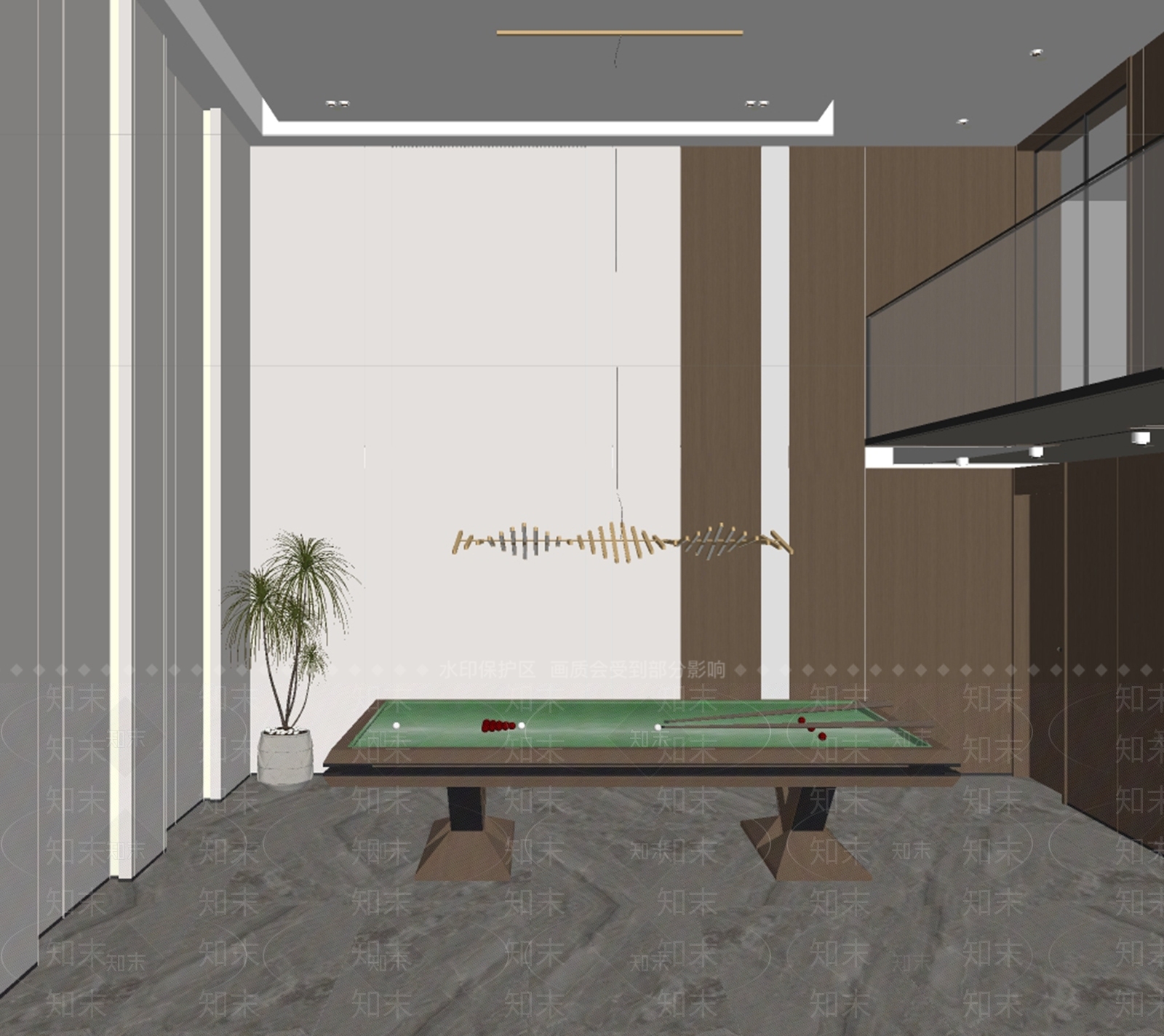现代台球室SU模型下载【ID:1133440351】