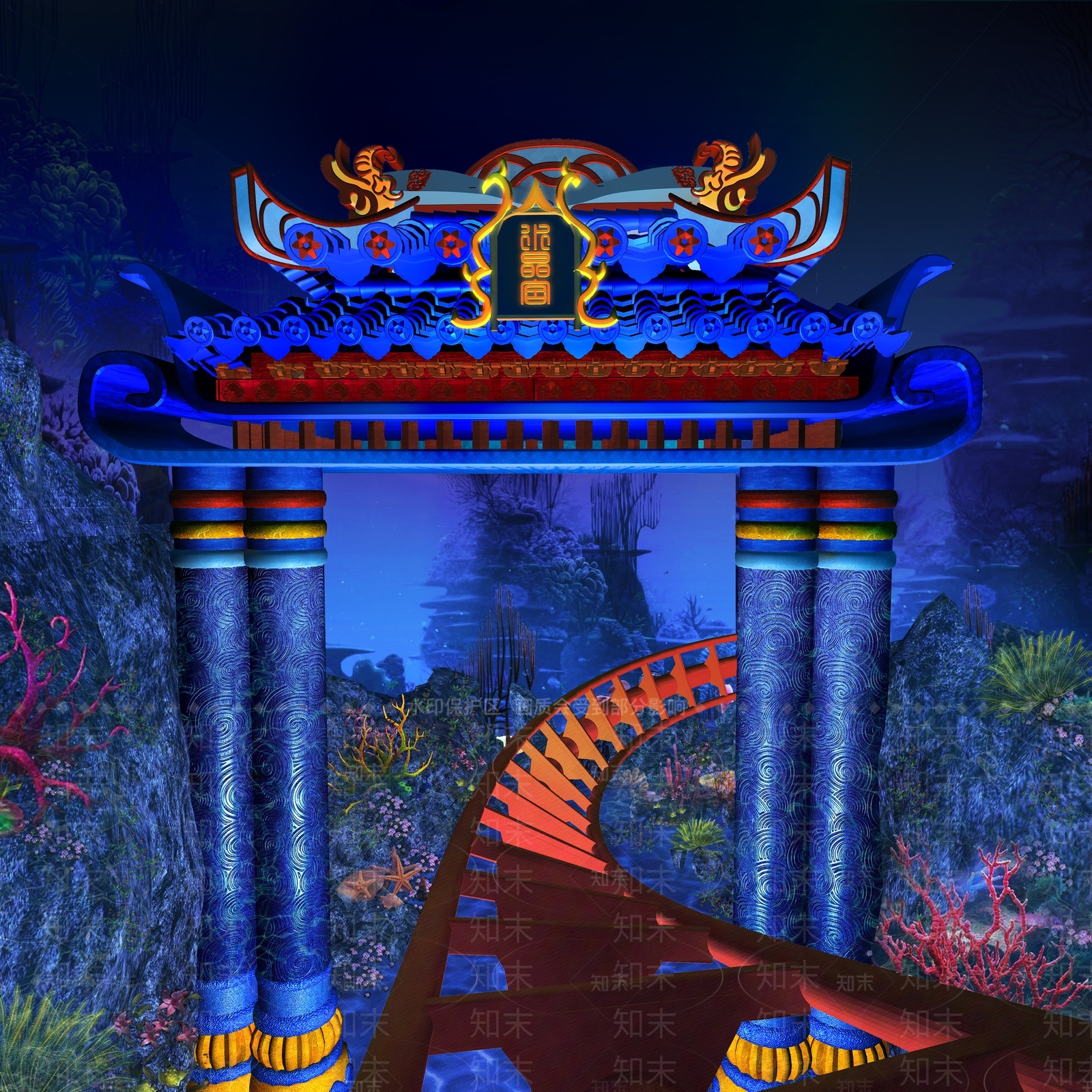 中式龙宫3D模型下载【ID:1133491990】