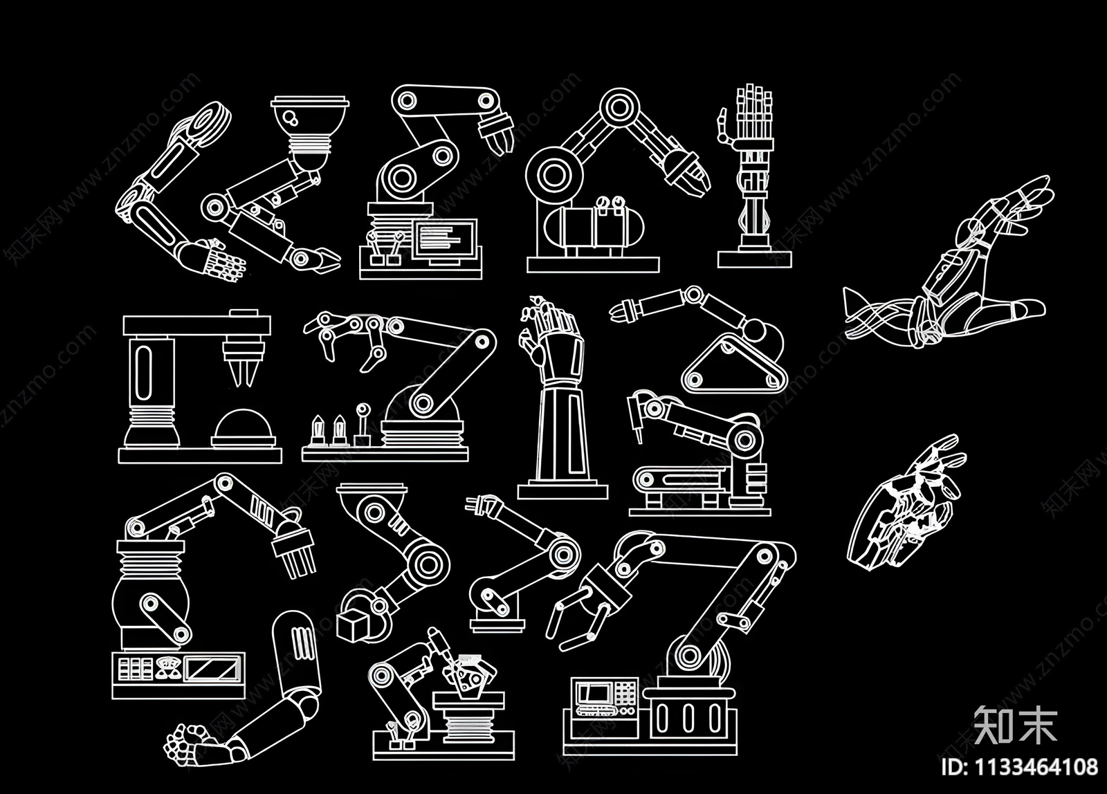 机器人机械手cad施工图下载【ID:1133464108】