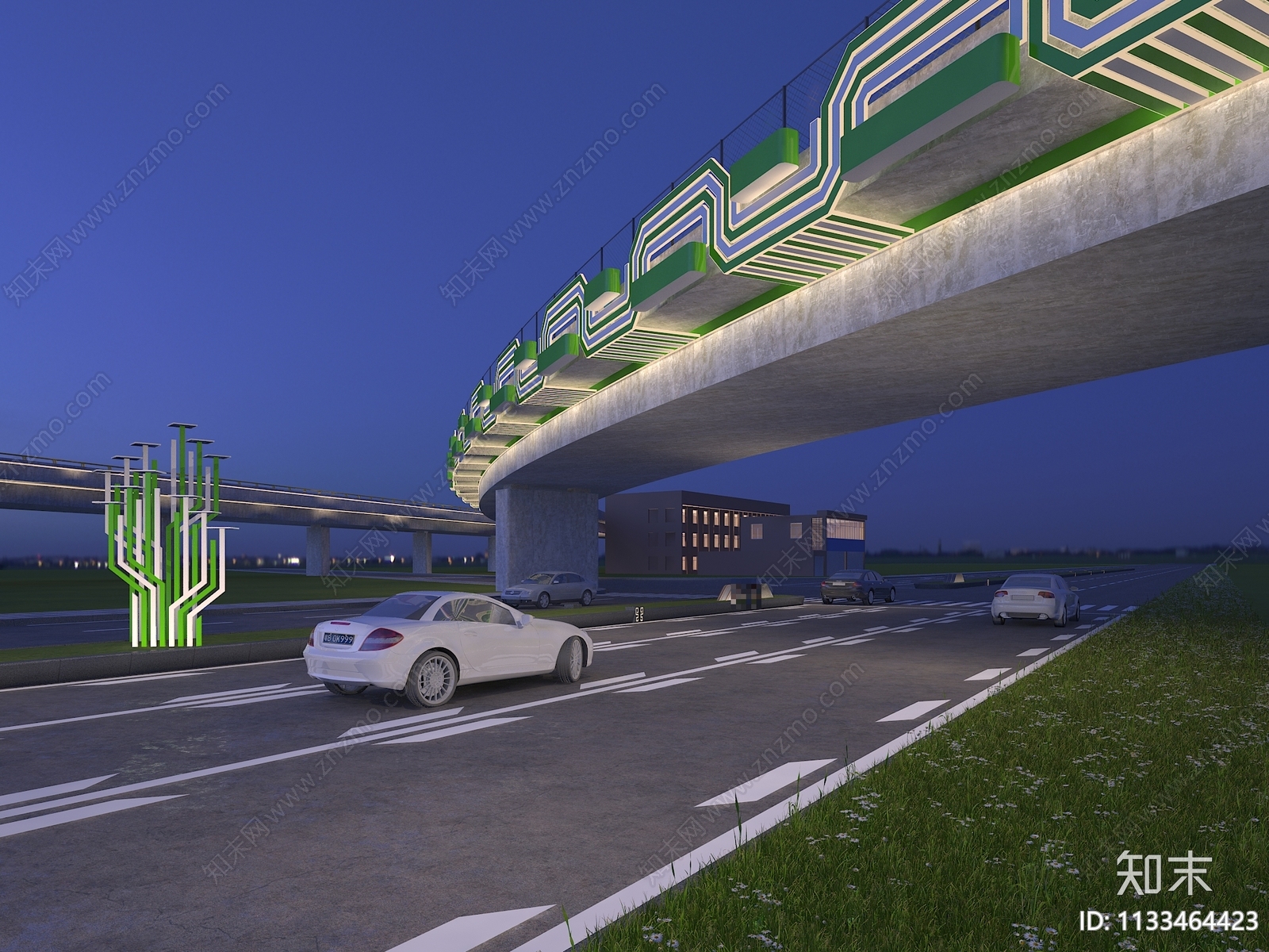 现代道路景观3D模型下载【ID:1133464423】