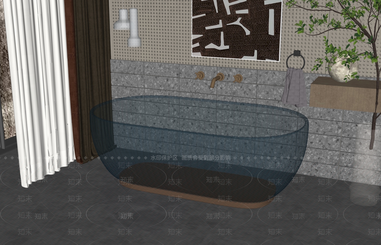亚克力浴缸SU模型下载【ID:1133464721】