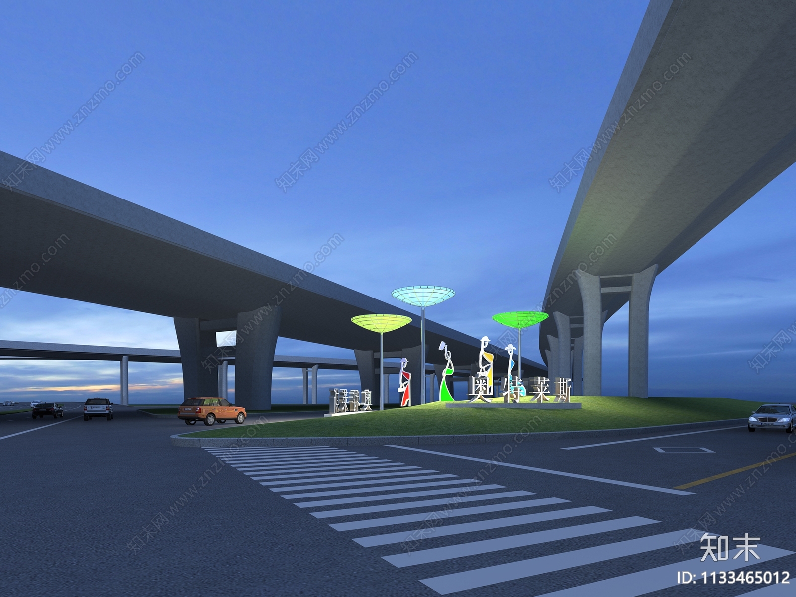 现代道路景观3D模型下载【ID:1133465012】