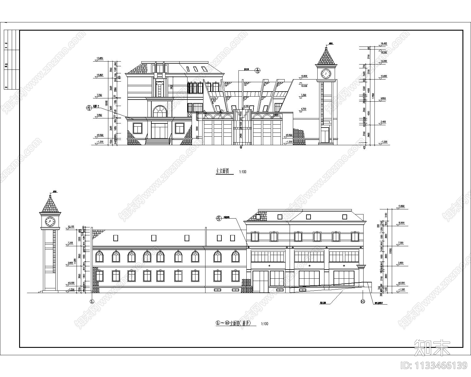 住宅小区会所全套建筑cad施工图下载【ID:1133466139】