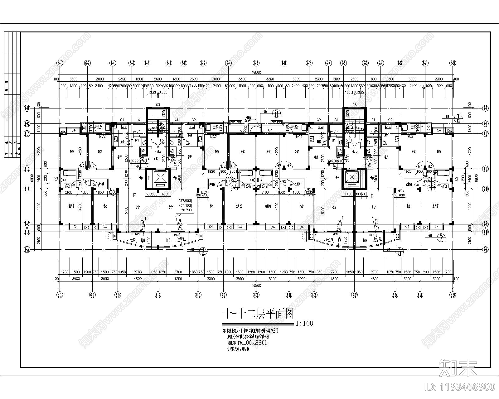 高层住宅6栋cad施工图下载【ID:1133466300】