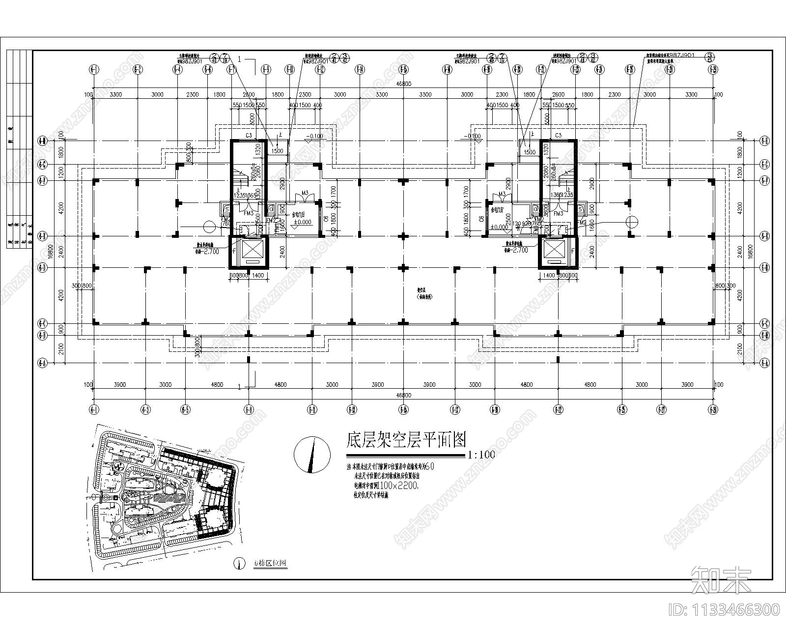 高层住宅6栋cad施工图下载【ID:1133466300】