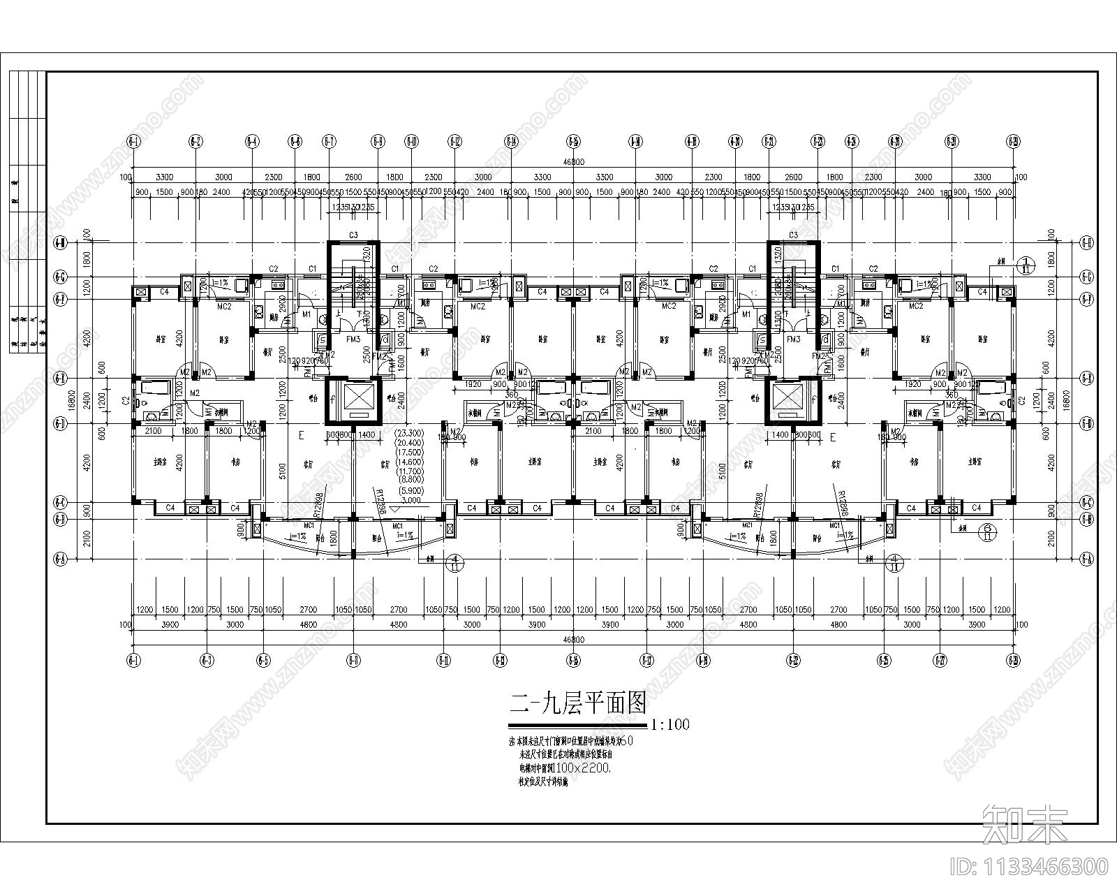 高层住宅6栋cad施工图下载【ID:1133466300】