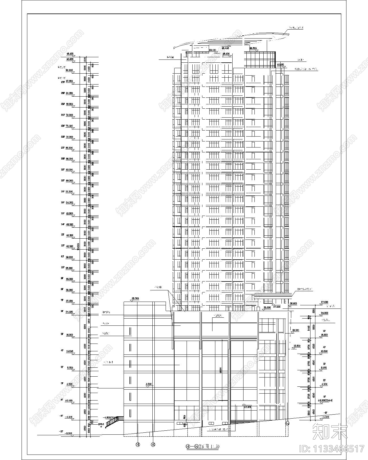 高层住宅建施图纸全套cad施工图下载【ID:1133466517】