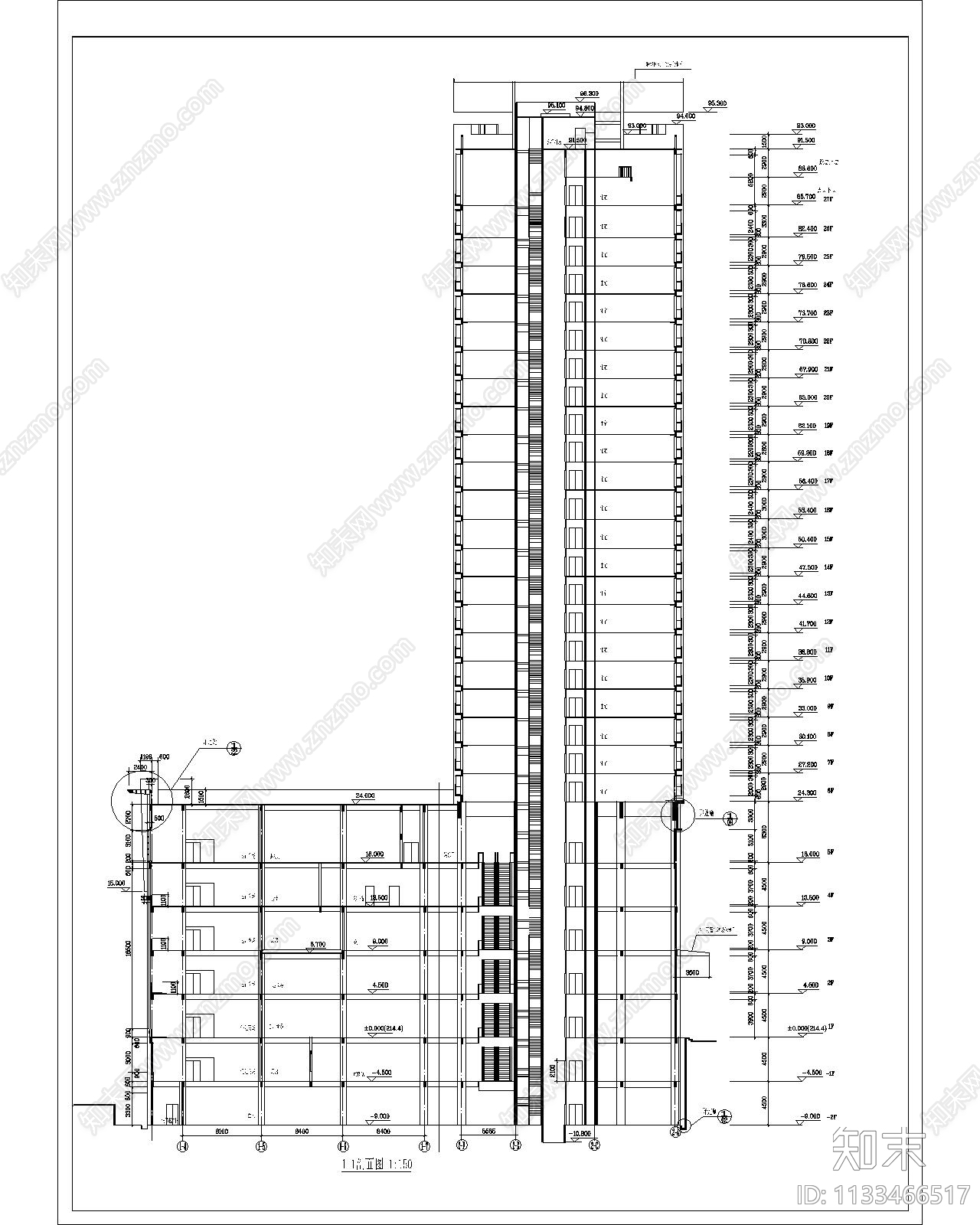 高层住宅建施图纸全套cad施工图下载【ID:1133466517】