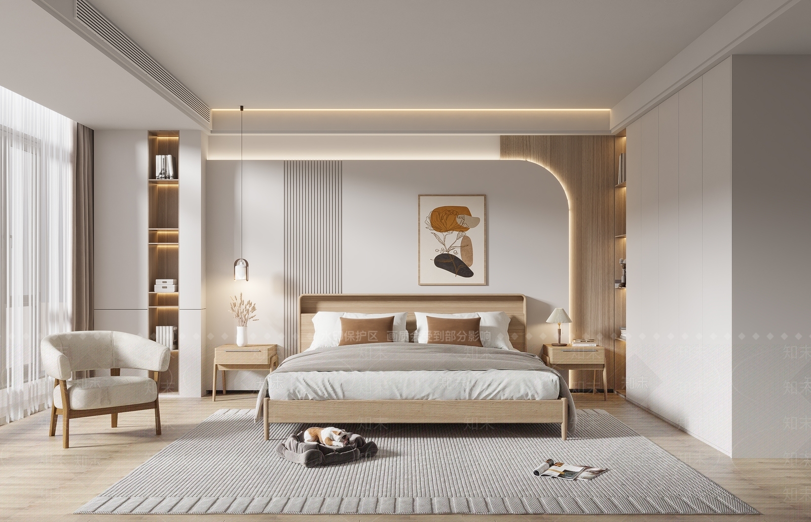 北欧原木简约卧室3D模型下载【ID:1133466687】