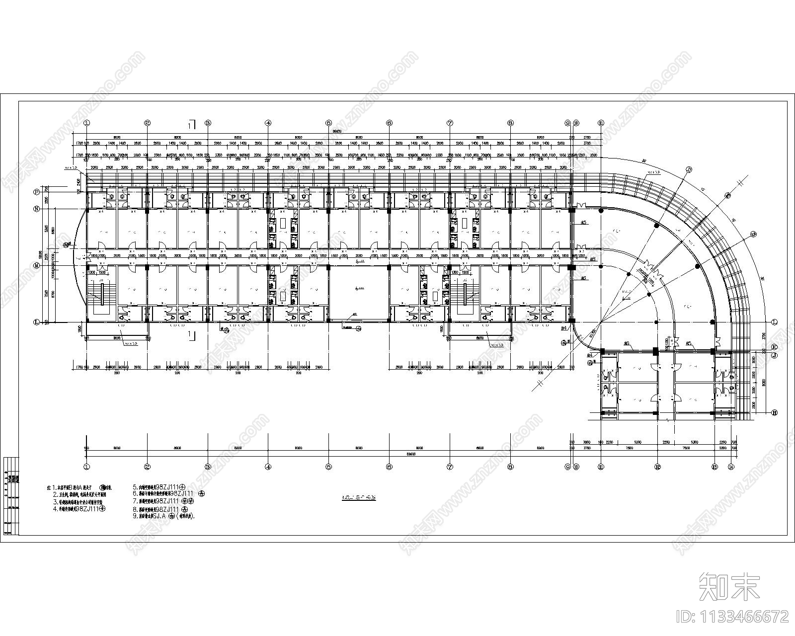 宿舍建施cad施工图下载【ID:1133466672】