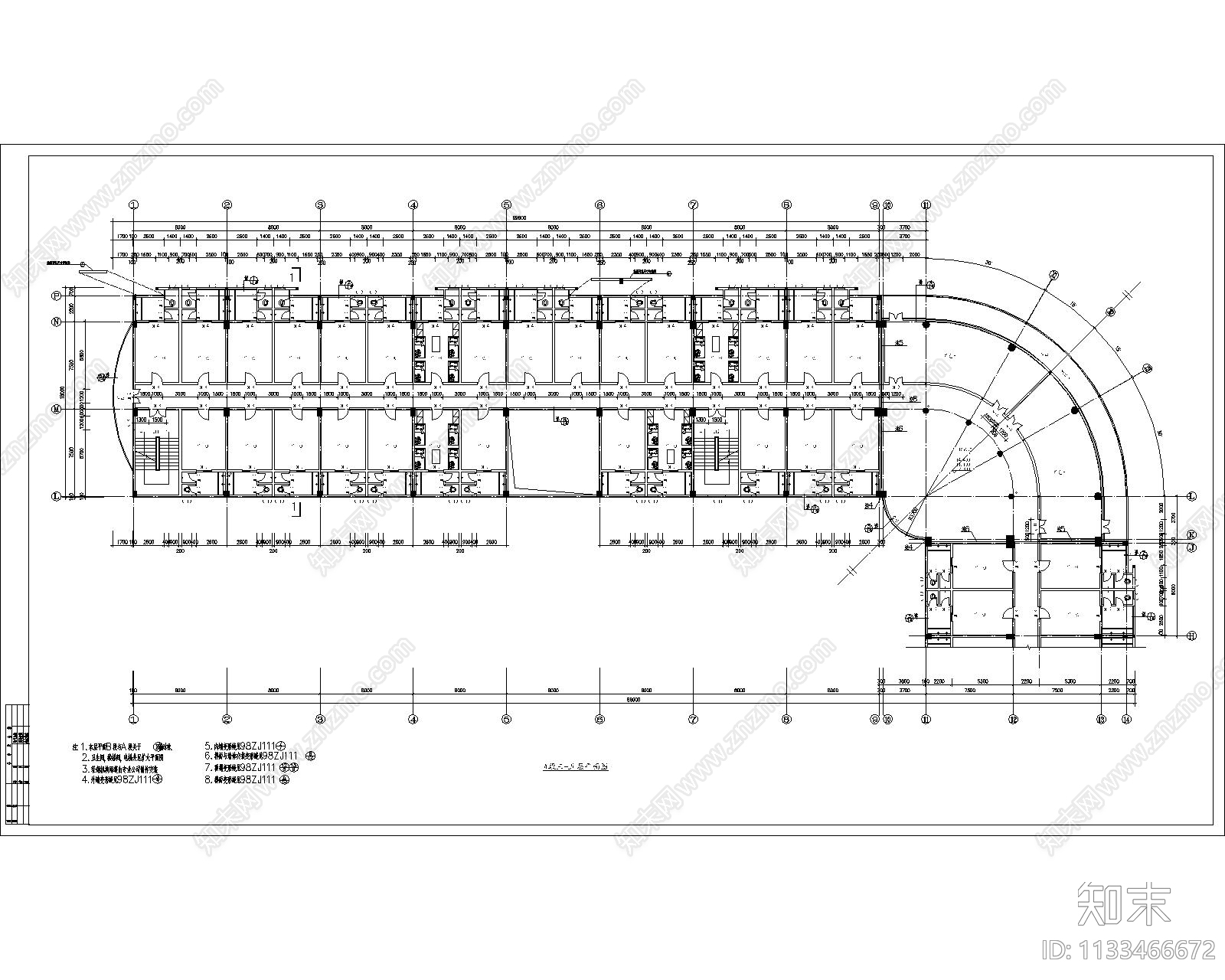 宿舍建施cad施工图下载【ID:1133466672】