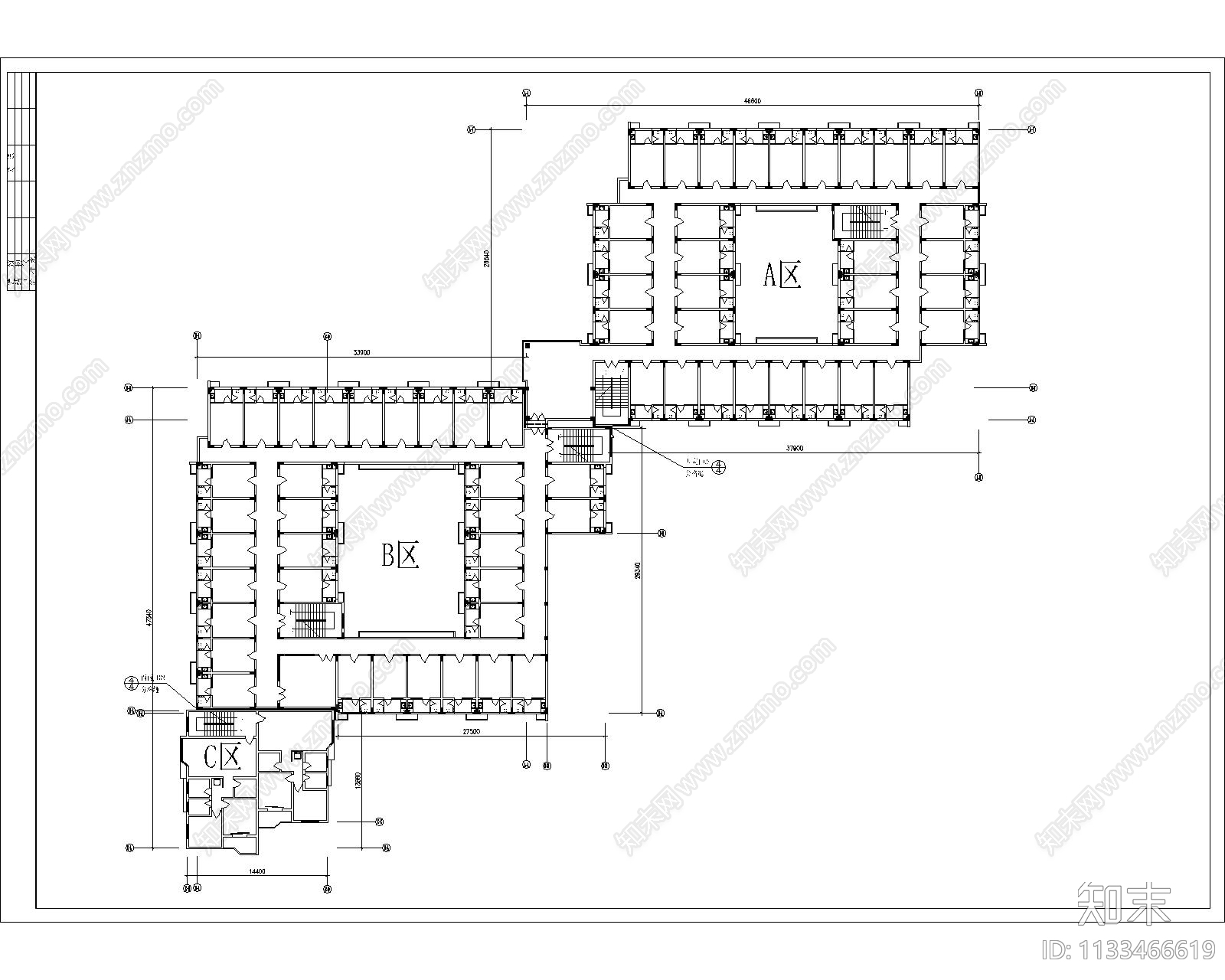 集体宿舍平立剖建施图cad施工图下载【ID:1133466619】