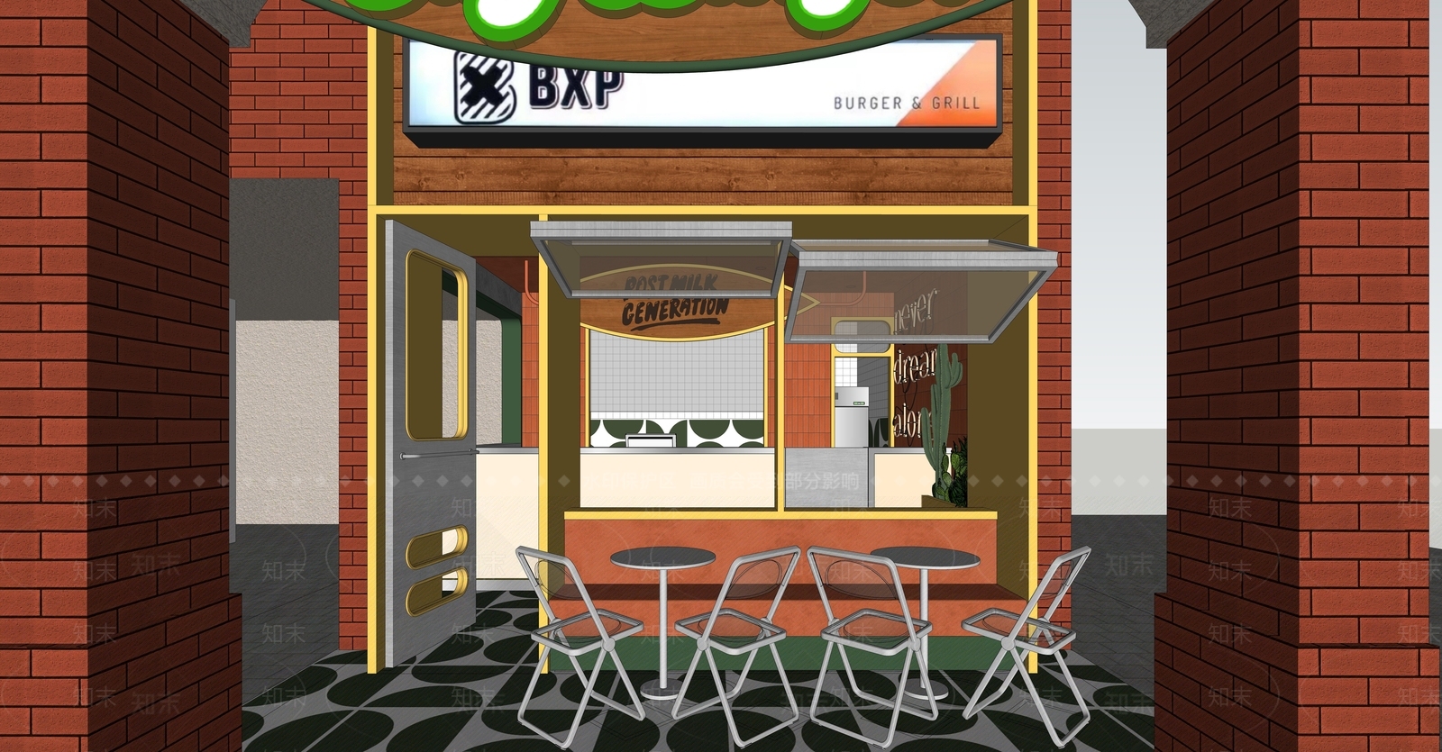现代快餐店SU模型下载【ID:1133469596】