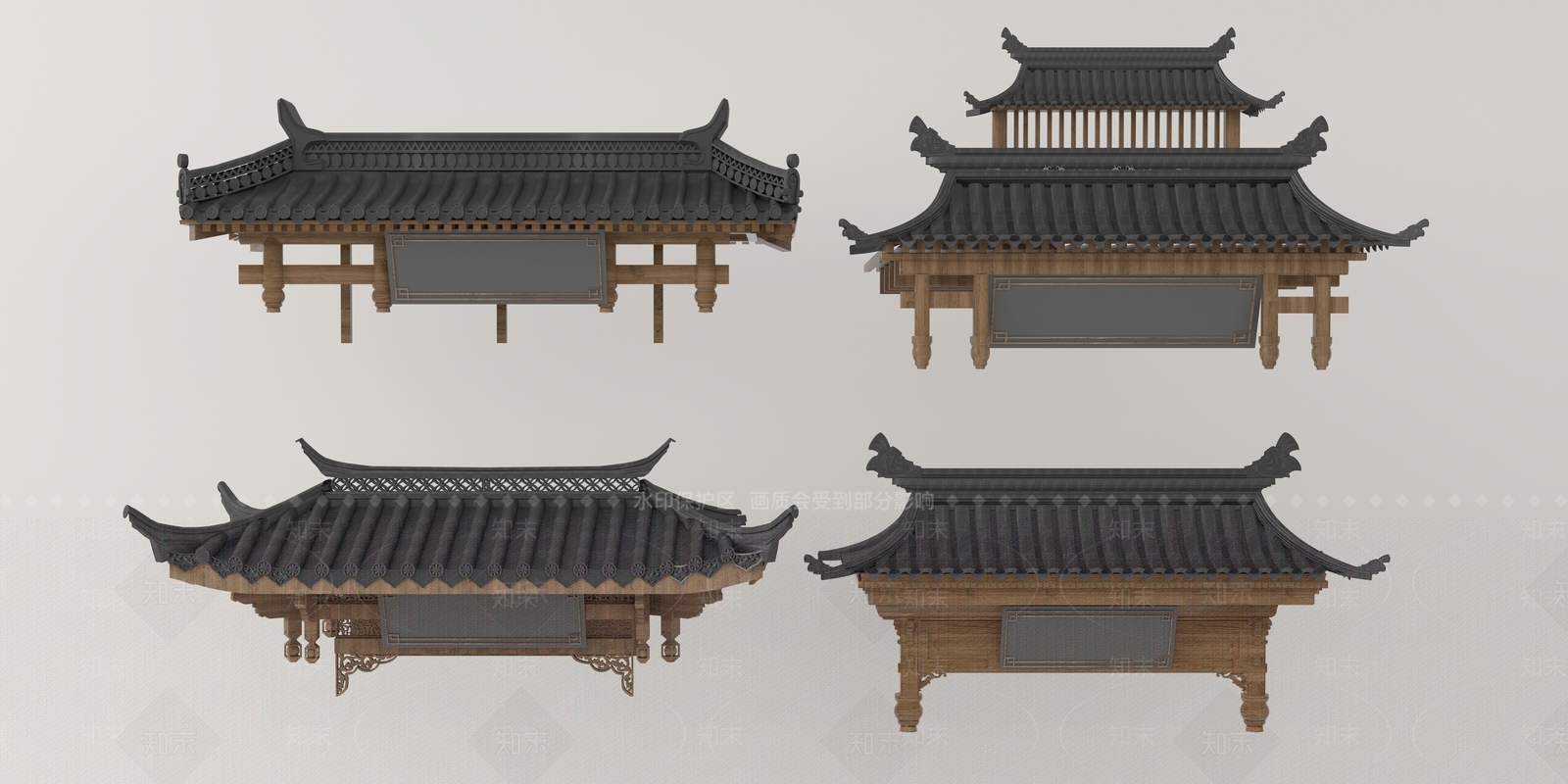 中式屋檐3D模型下载【ID:1133472841】