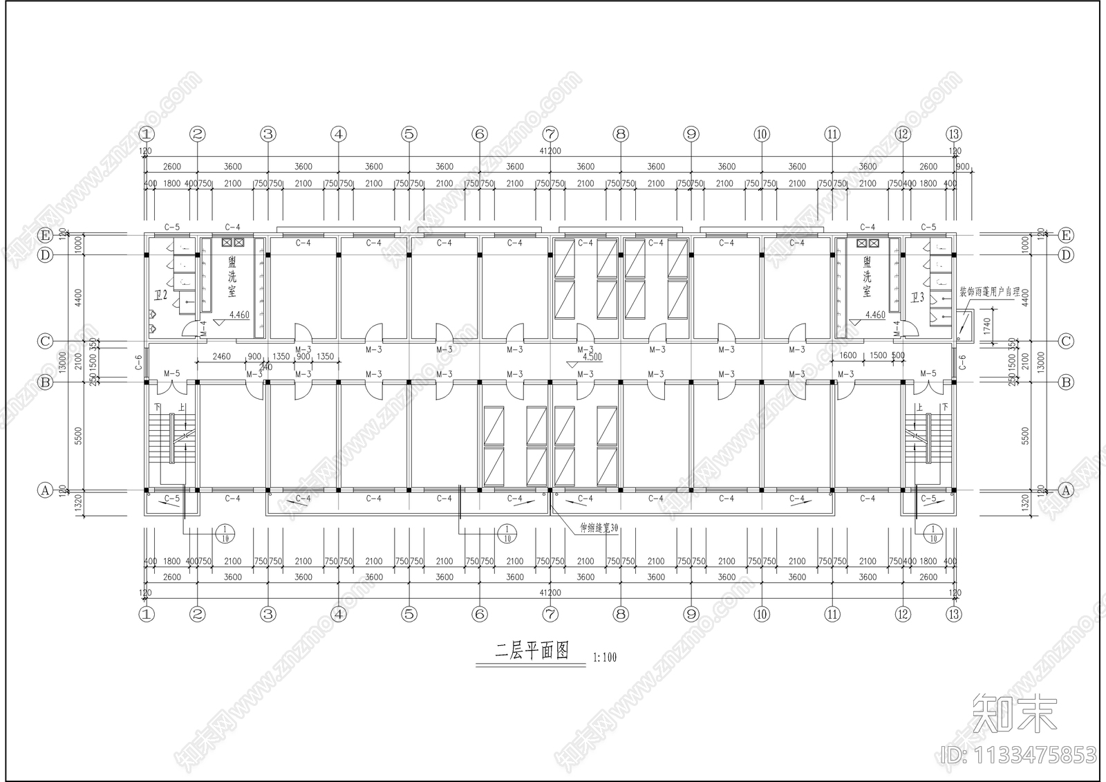 杭州某公司宿舍楼建筑cad施工图下载【ID:1133475853】