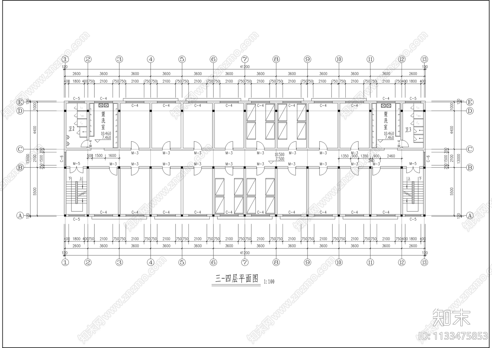 杭州某公司宿舍楼建筑cad施工图下载【ID:1133475853】