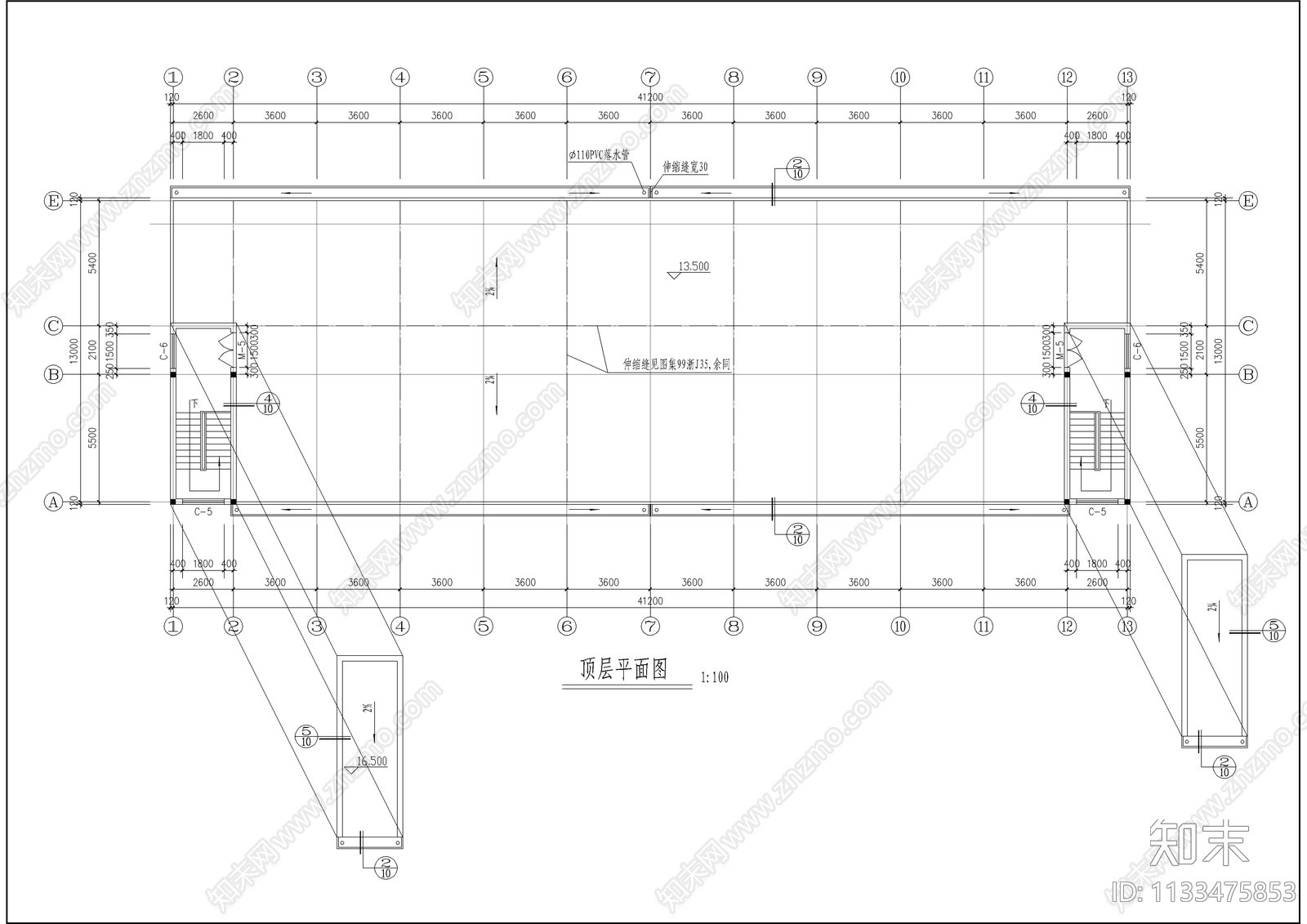 杭州某公司宿舍楼建筑cad施工图下载【ID:1133475853】