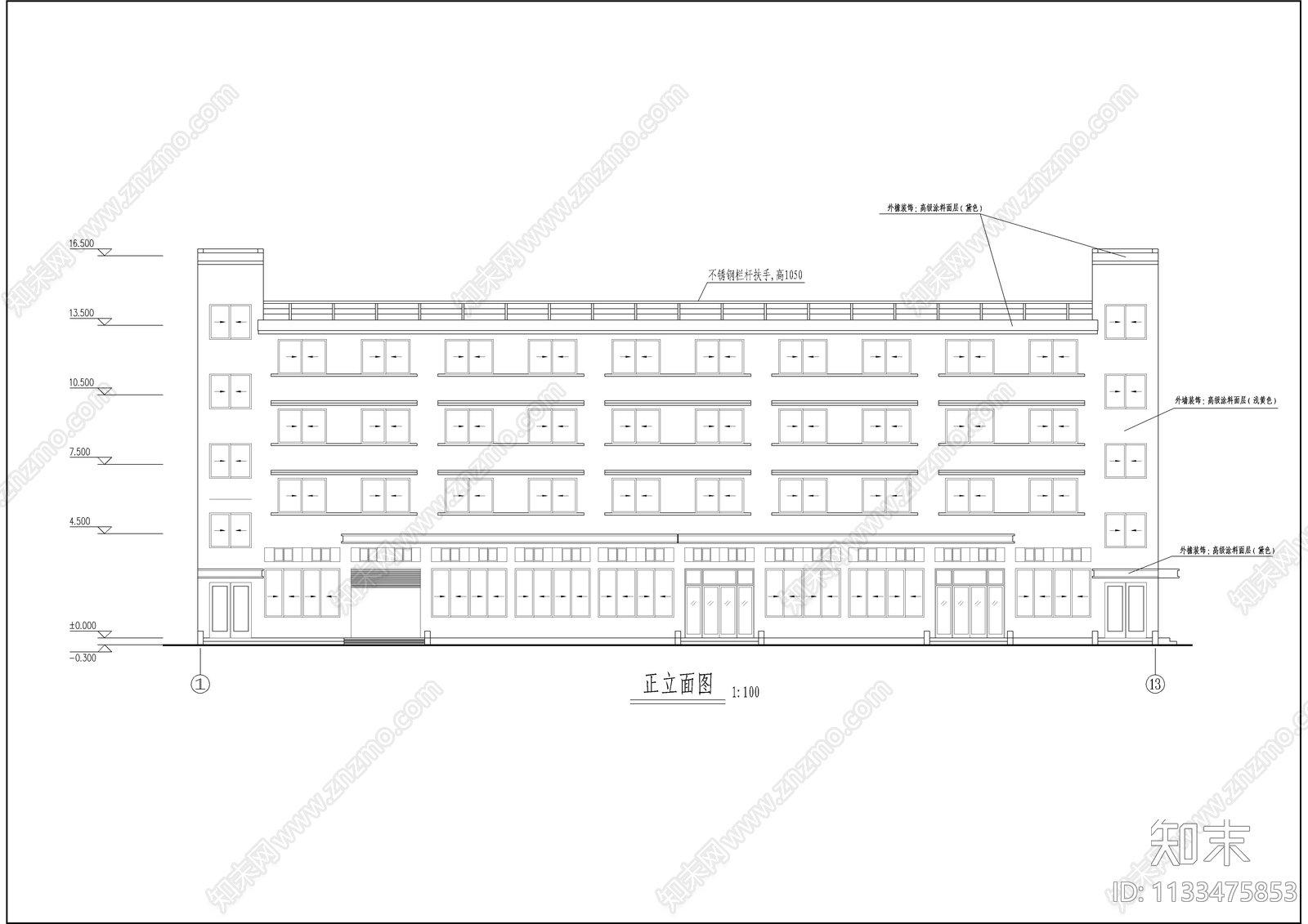 杭州某公司宿舍楼建筑cad施工图下载【ID:1133475853】