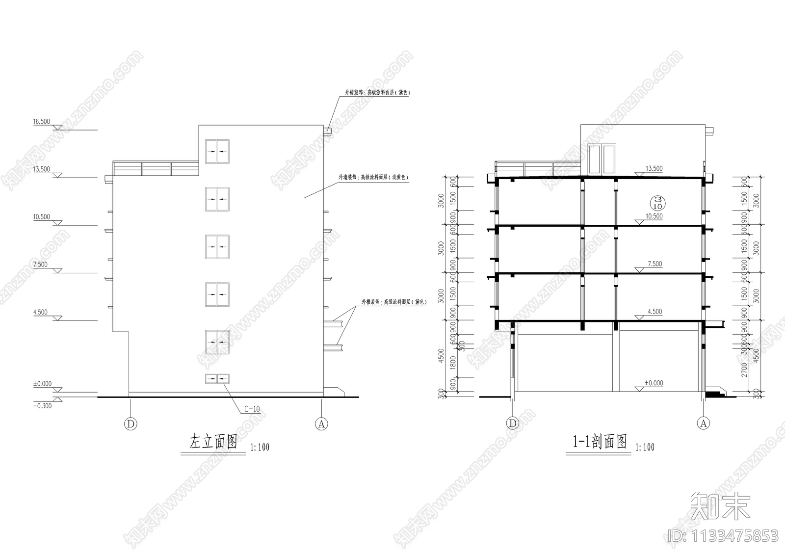 杭州某公司宿舍楼建筑cad施工图下载【ID:1133475853】