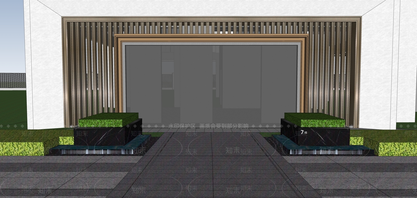 现代小区入户大门SU模型下载【ID:1133475948】