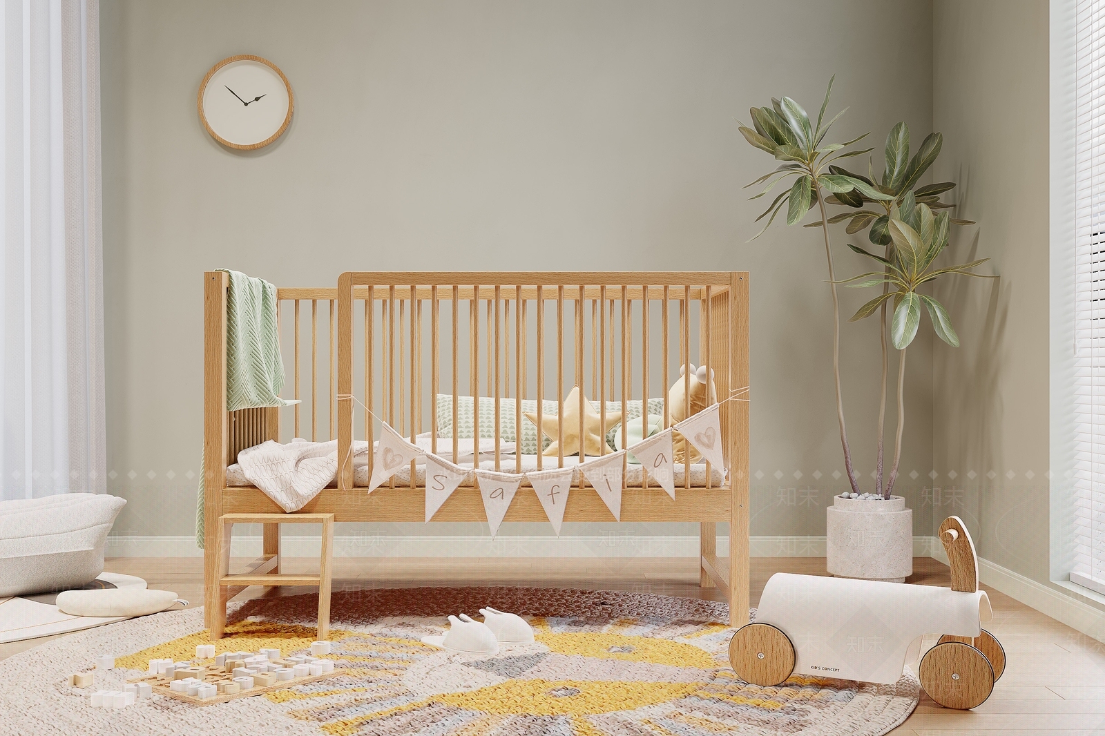 北欧婴儿床SU模型下载【ID:1133482566】