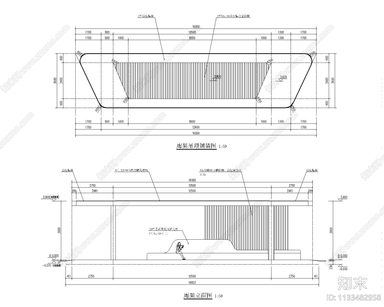 廊架详图cad施工图下载【ID:1133482958】