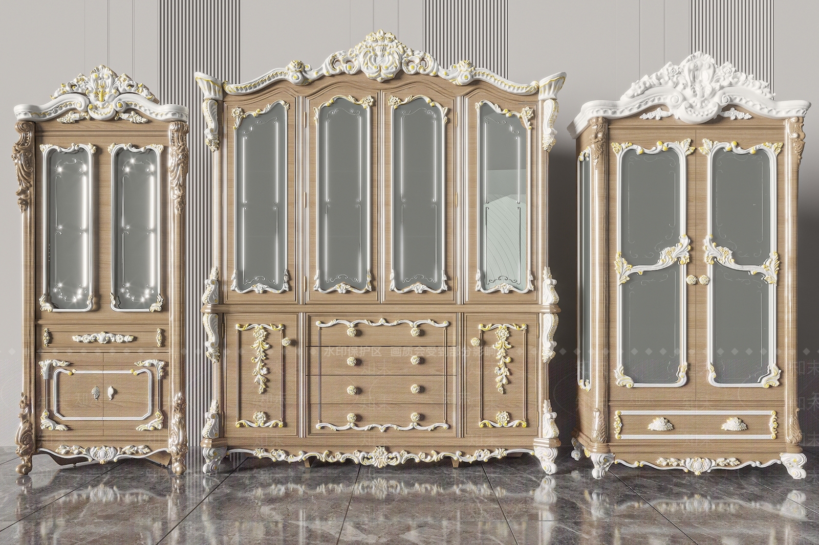 欧式古典酒柜3D模型下载【ID:1133487377】