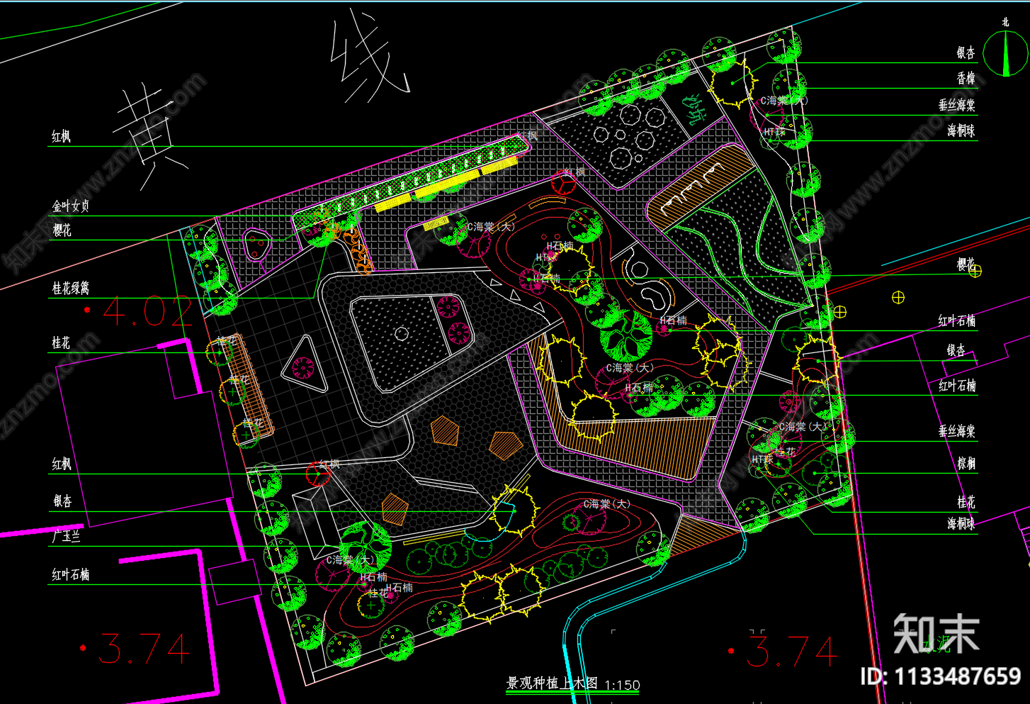 公园景观平面布置图cad施工图下载【ID:1133487659】