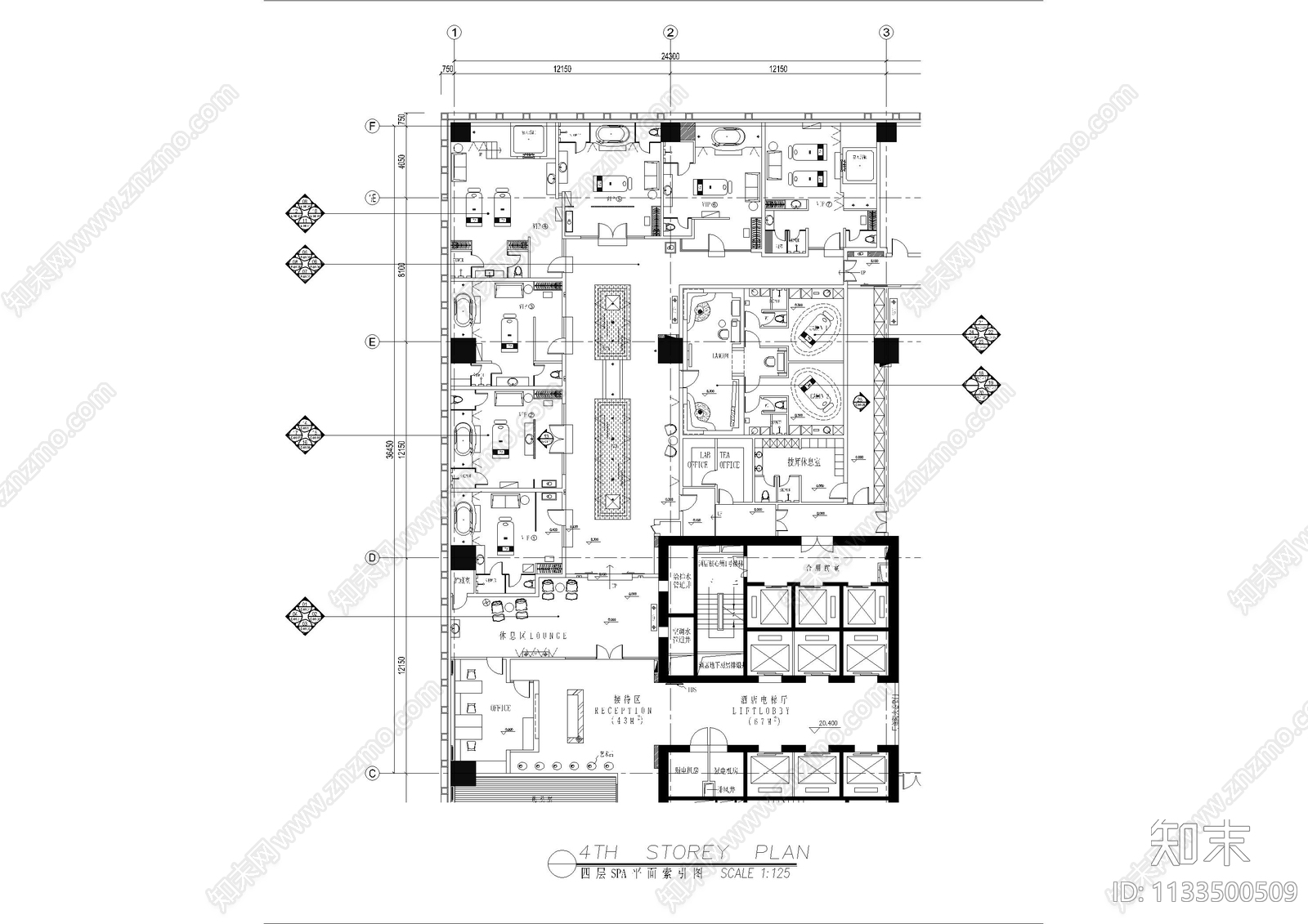 酒店SPA区cad施工图下载【ID:1133500509】