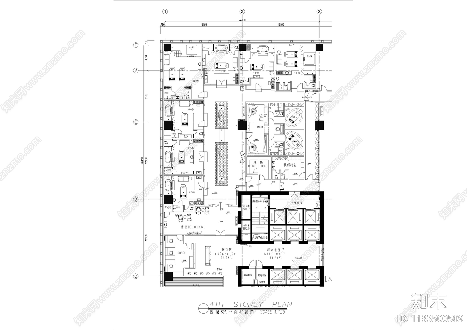 酒店SPA区cad施工图下载【ID:1133500509】