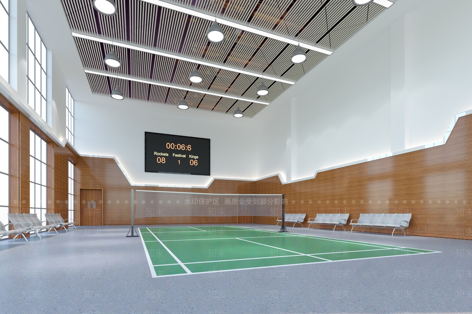 现代学校羽毛球馆3D模型下载【ID:1133508074】