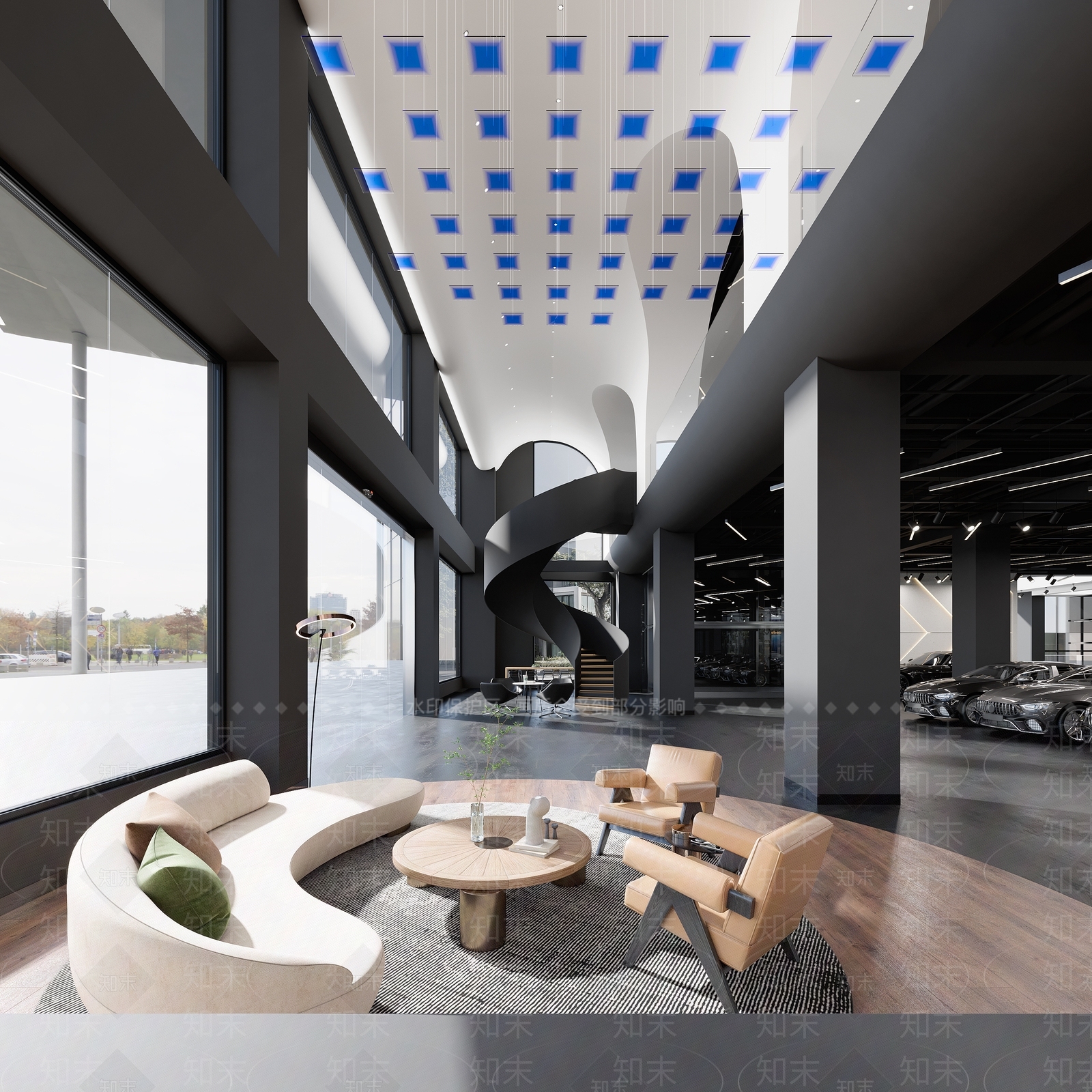 现代汽车展厅3D模型渲染效果图