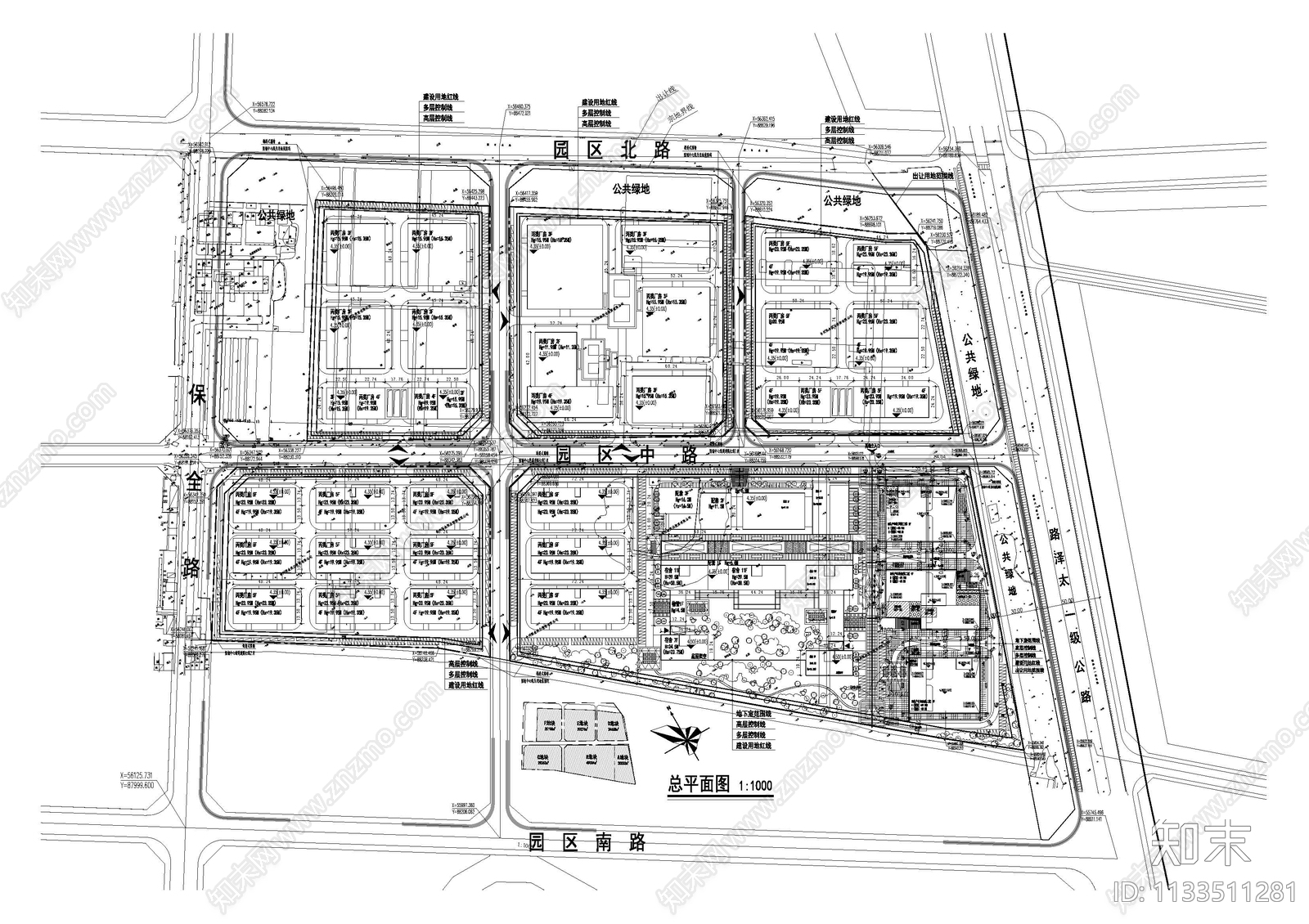 工业厂区总平面图施工图下载【ID:1133511281】