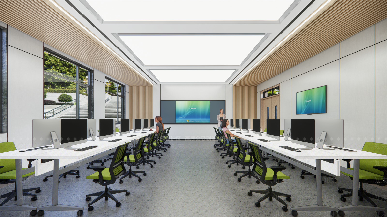 现代学校电脑微机教室SU模型下载【ID:1133512591】