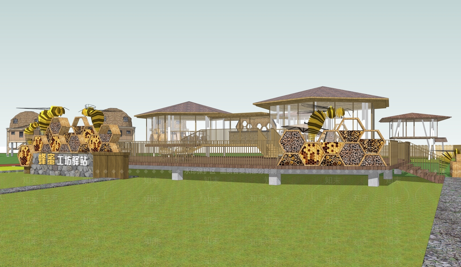 现代乡村生态公园SU模型下载【ID:1133632389】