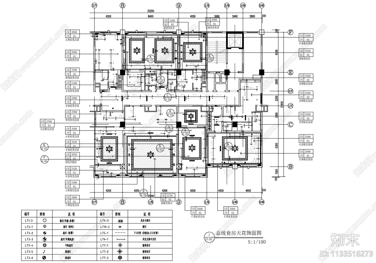 500㎡总统套房室内cad施工图下载【ID:1133516273】