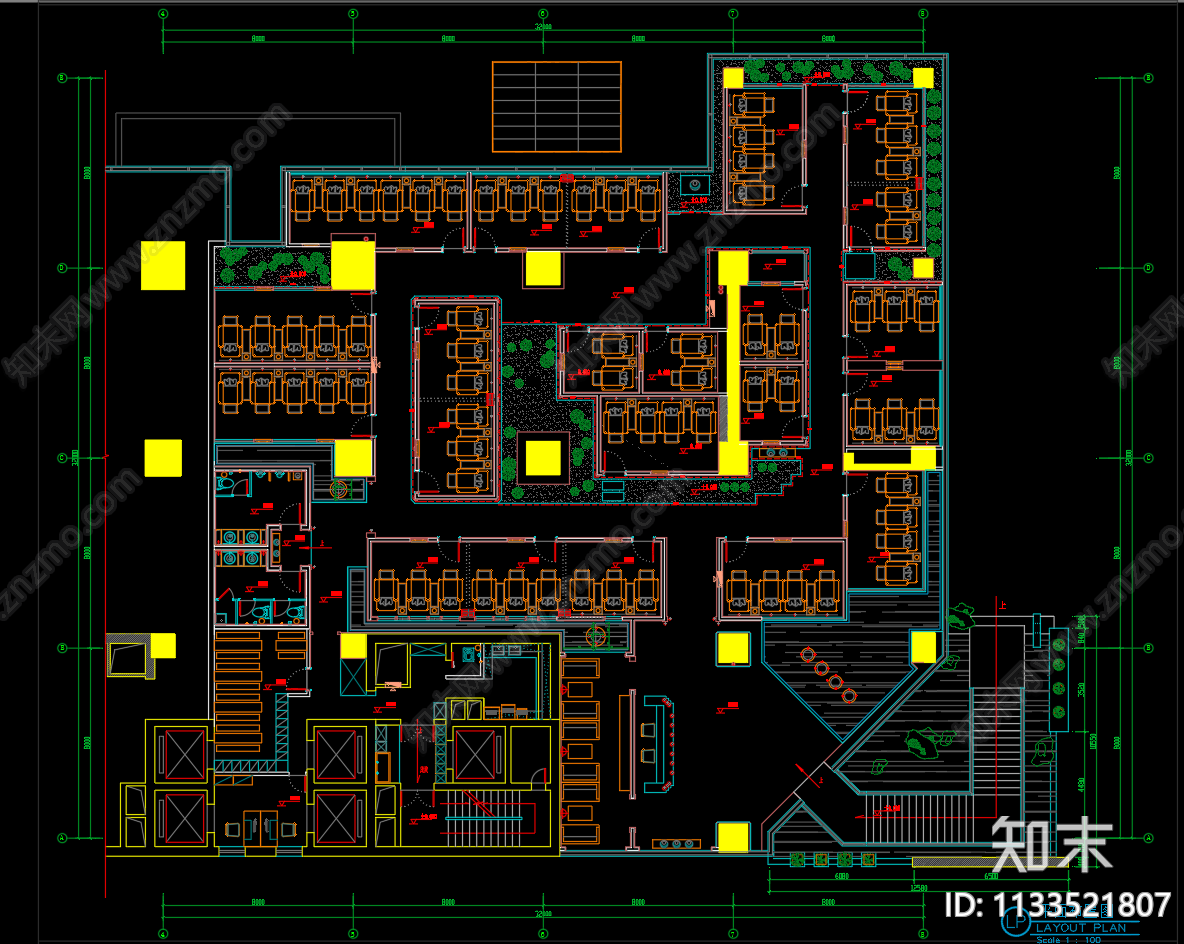 足浴按摩店平面布置图施工图下载【ID:1133521807】