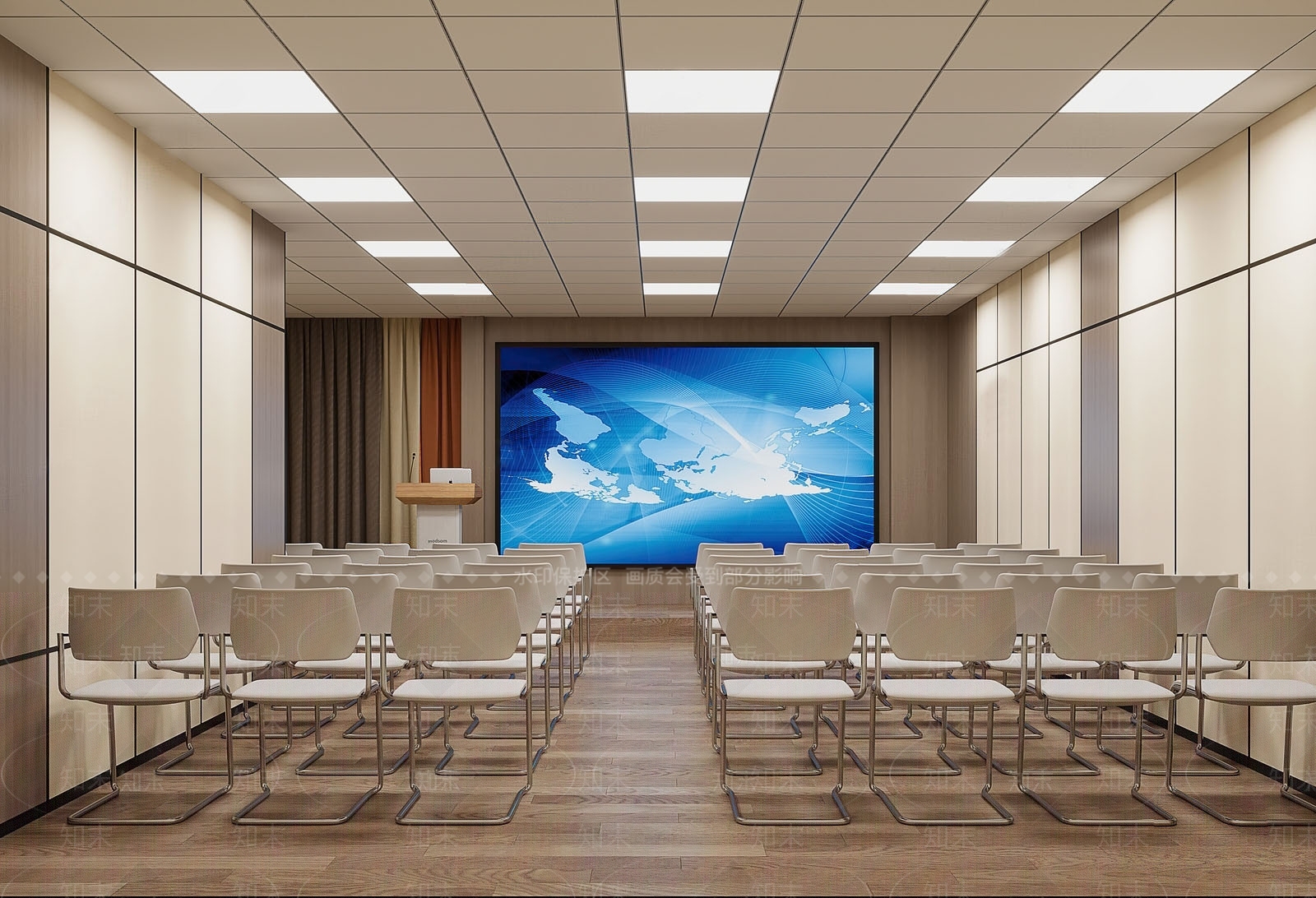 现代多媒体学校教室SU模型下载【ID:1133525588】