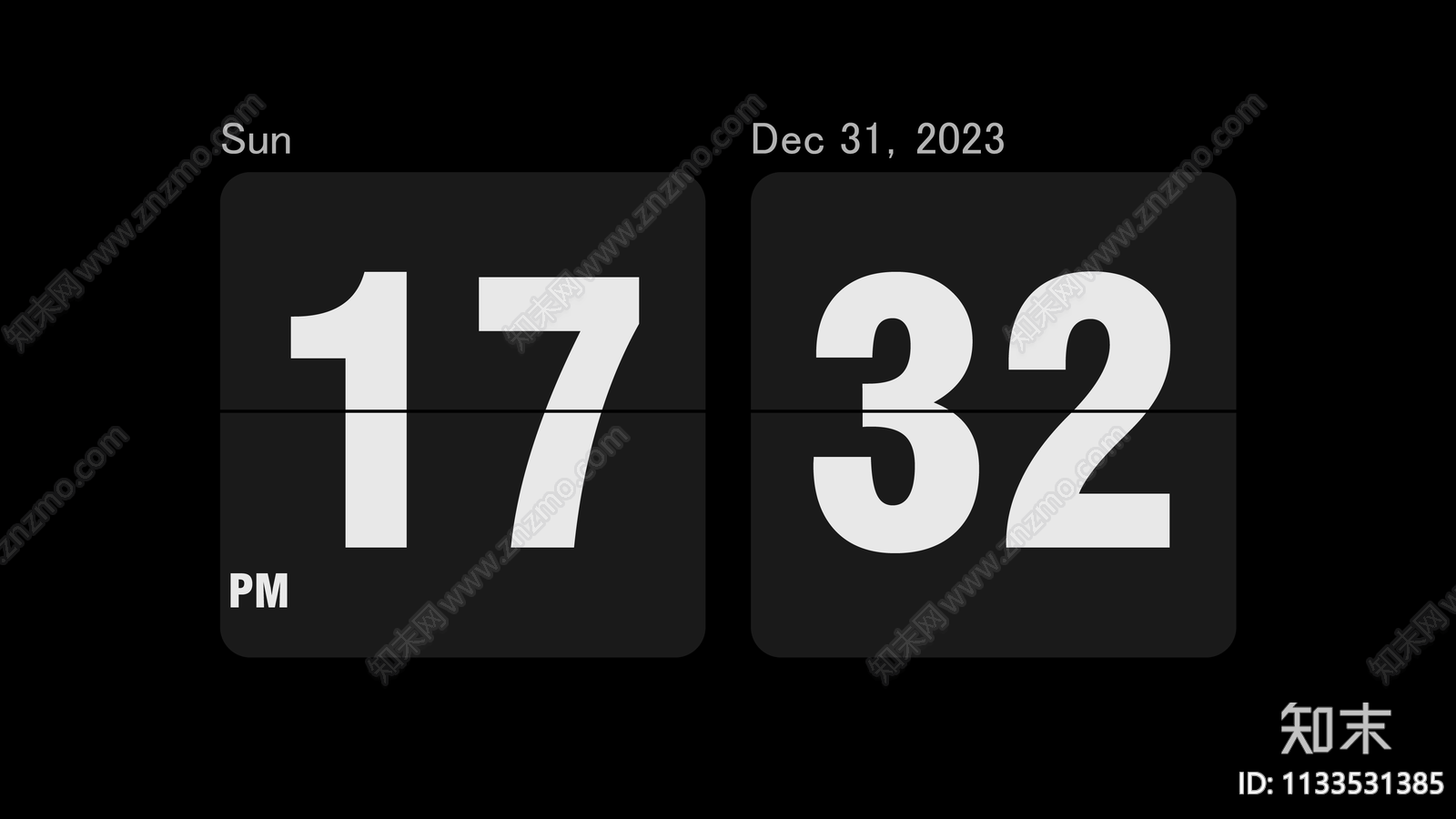 电脑屏幕数字翻页时钟贴图下载【ID:1133531385】