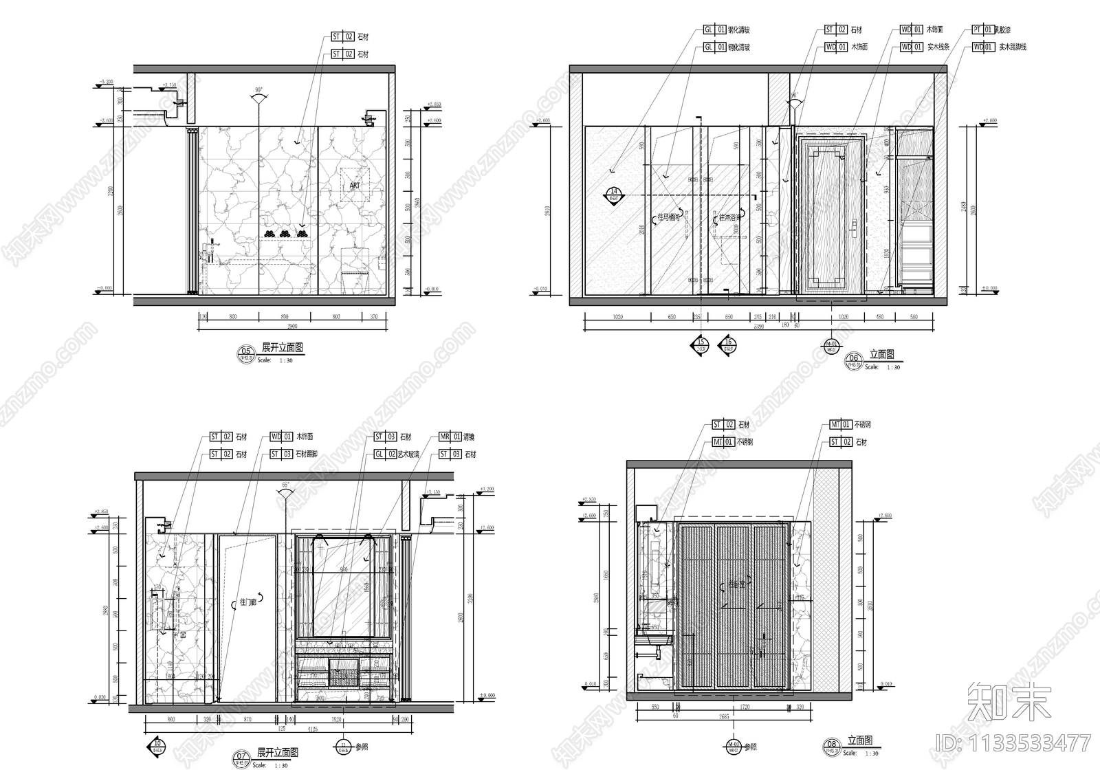 85㎡亲子双床房施工图下载【ID:1133533477】