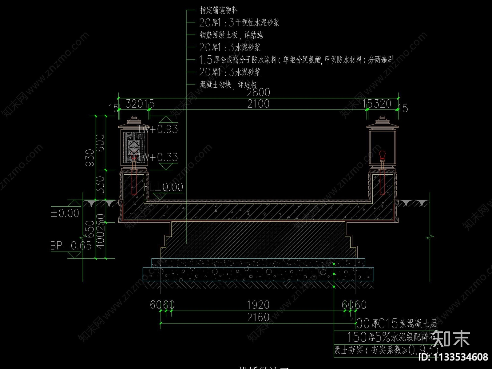 新中式国风栈桥详图cad施工图下载【ID:1133534608】