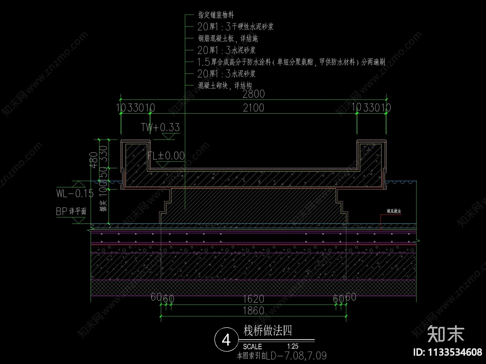 新中式国风栈桥详图cad施工图下载【ID:1133534608】