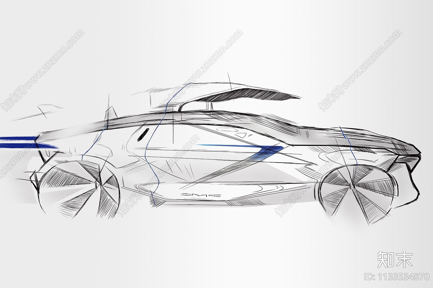汽车手绘抽象装饰画贴图下载【ID:1133534870】