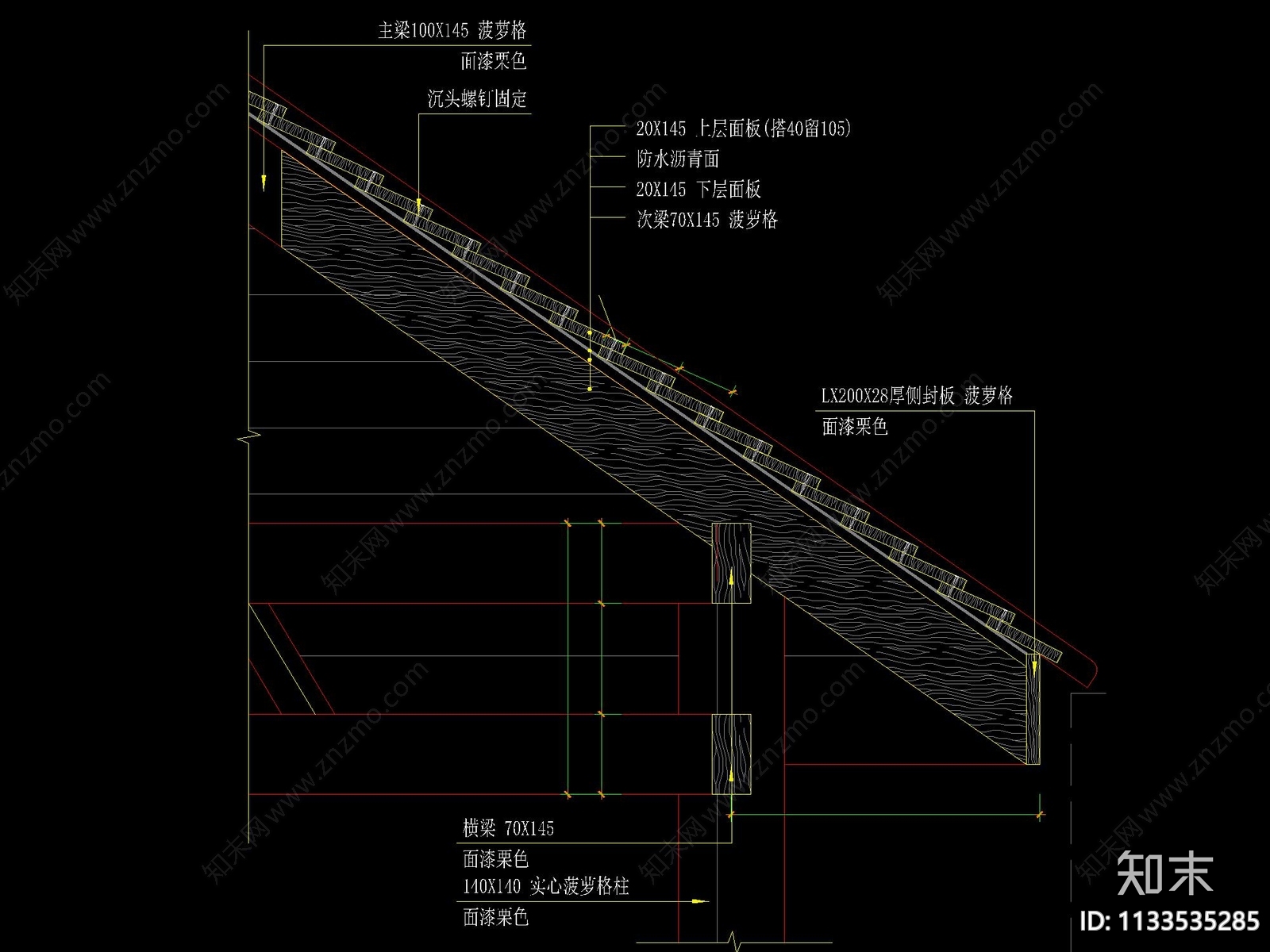 新中式木板六角亭详图cad施工图下载【ID:1133535285】