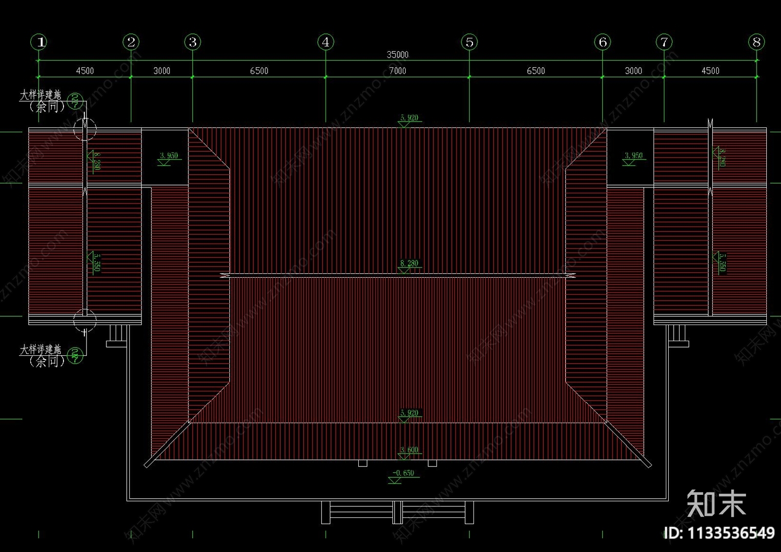 中式古建江南风建筑cad施工图下载【ID:1133536549】